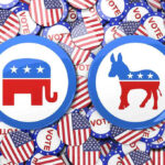 Activists’ Election Overhaul CRUSHED by Court Elephant and donkey symbols with Vote buttons
