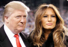 Publishing Giant Bows to Melania—Book BANNED Two people posing closely at an event