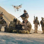 Drone Swarm Breaches US Nuke Base Soldiers operating a drone in a desert environment
