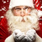 Gunfire Shocks Holiday Crowd—Families Flee to Safety Santa Claus blowing snowflakes with a joyful expression