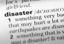 Raging Mudslides: Unexpected Nightmare Close-up of a dictionary page showing the definition of the word 'disaster'