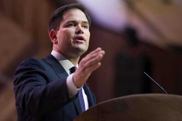 A man in a suit delivering a speech at a podium