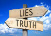 Iran “Lies Campaign” REVEALED By CENTCOM Signs pointing to Lies and Truth against sky.