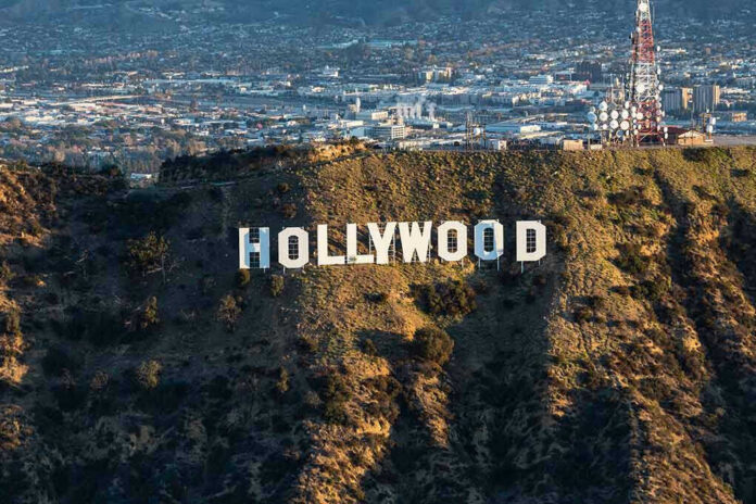 1032487105 The Hollywood sign on a hillside.