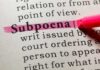 Shocking Subpoena Grips NYU Hospital Highlighted definition of 'subpoena' in a dictionary