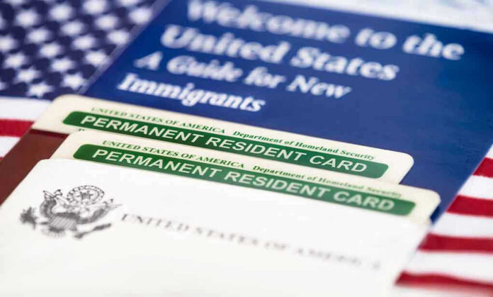 232231384-2 Permanent resident cards with welcome guide and flag.