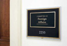 Cease-and-Desist Clash Put Residency Under Scrutiny Signage for the Committee on Foreign Affairs.