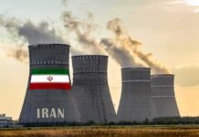 Trump Threatens Iran With Strike-for-Strike Retaliation nuclear power plant cooling towers in Iran at sunset