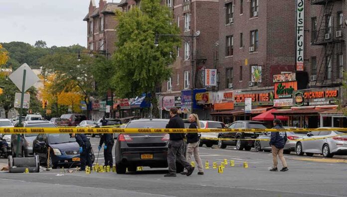 shutterstock_2214792793-1 Police investigate a taped-off urban street crime scene