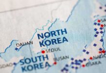 North Korean Missile Launch Raises Border Tensions Close-up map showing North Korea and surrounding regions